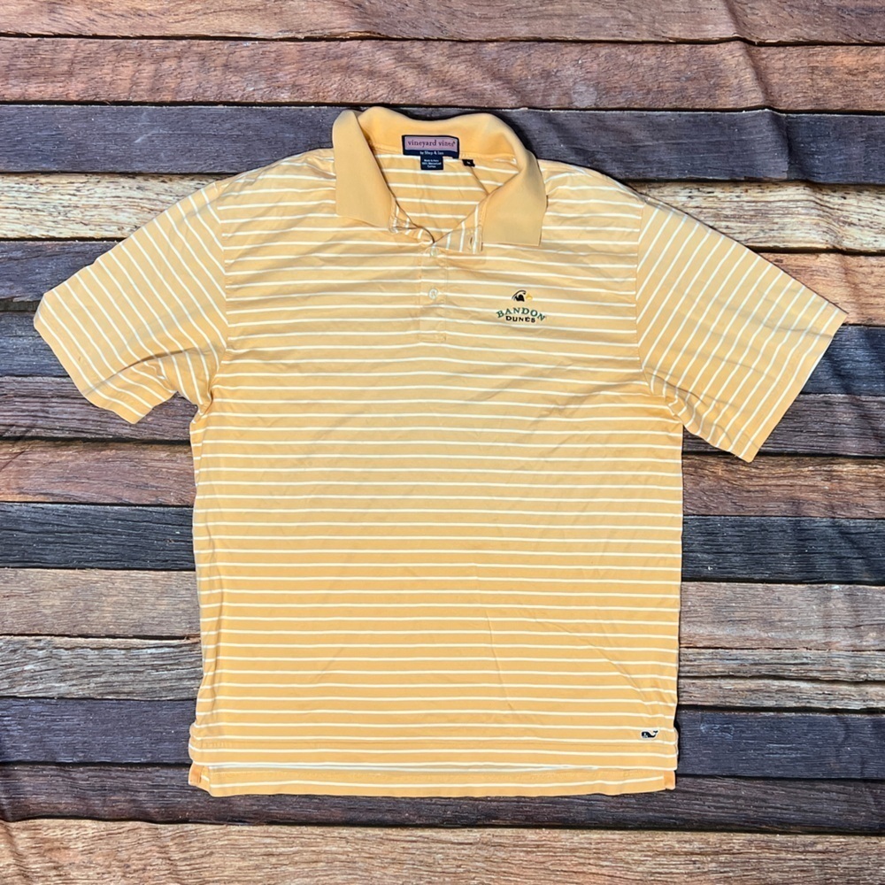 Vineyard Vines Bandon Dunes Golf Resort Orange Mens Polo Preppy Striped Shirt
